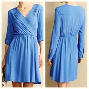 ANTHRO Maeve Lene Crepe Faux Wrap Dress